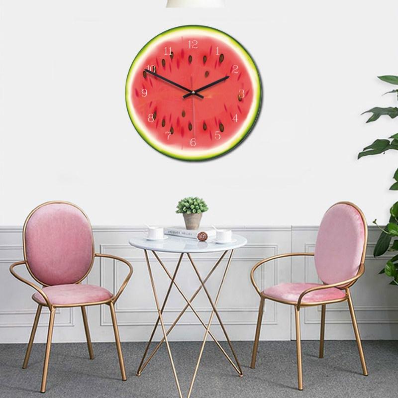 Relógio de Parede Criativo 11 Polegadas Desenho Animado Frutas Relógio Quarto de Crianças Decoração de Parede Colorido Parede Presente Único