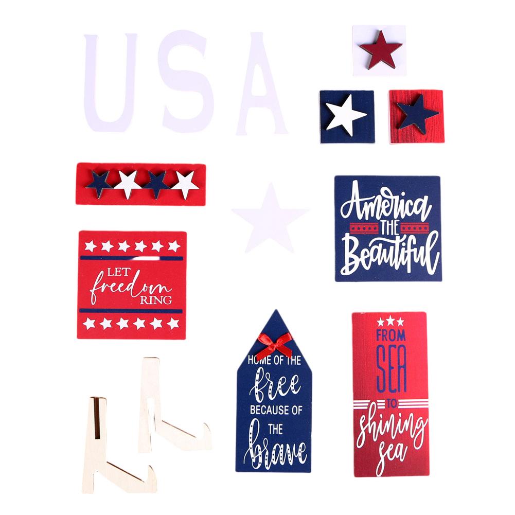 American Independence Day Layered Tray Wooden Ornaments Multipurpose Layout Props Theme Party Decorations