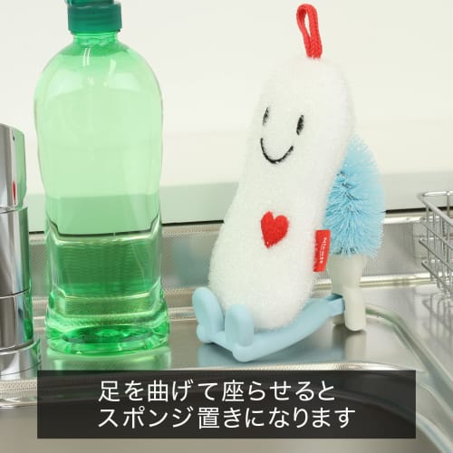 Sanbelm Kitchen Brush, Freestanding, for Sink and Drain Cleaning, Blue, Nicot Kitchen Brush Nagasan, Set of 2, Made In Japan, K60233, Nagasan, Light B