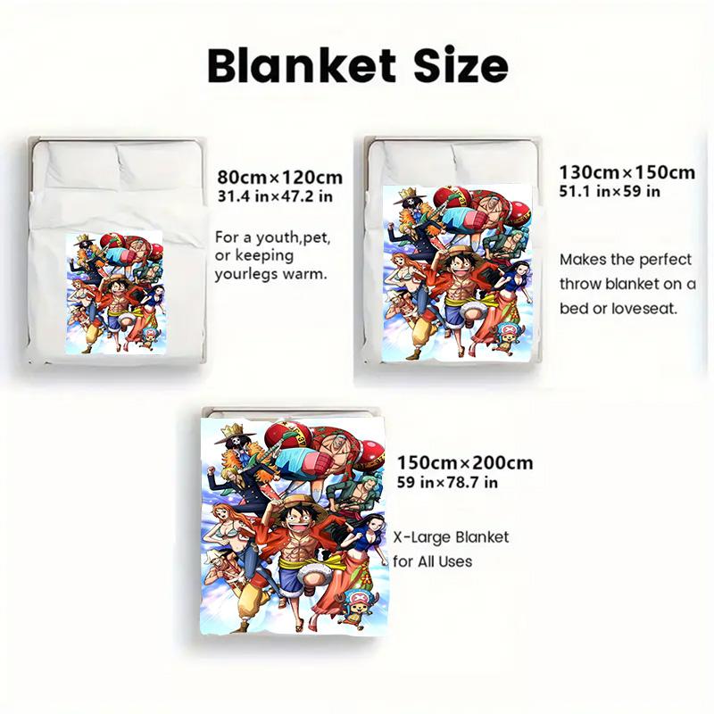 One Piece Gift Flannel Blanket Soft Printed Warm Cozy Blanket for Anime Fans Family and Friends THW