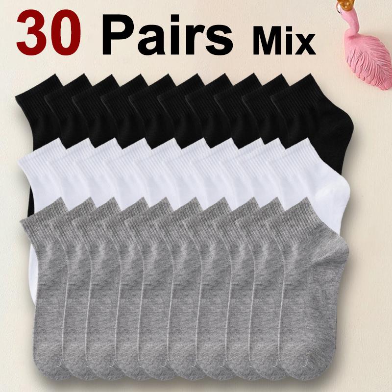 6/12/30 Pairs Men Mid Socks Business Sports Sweat Absorption Breathability Spring Summer Solid Color Soft No Pilling Casual Sock