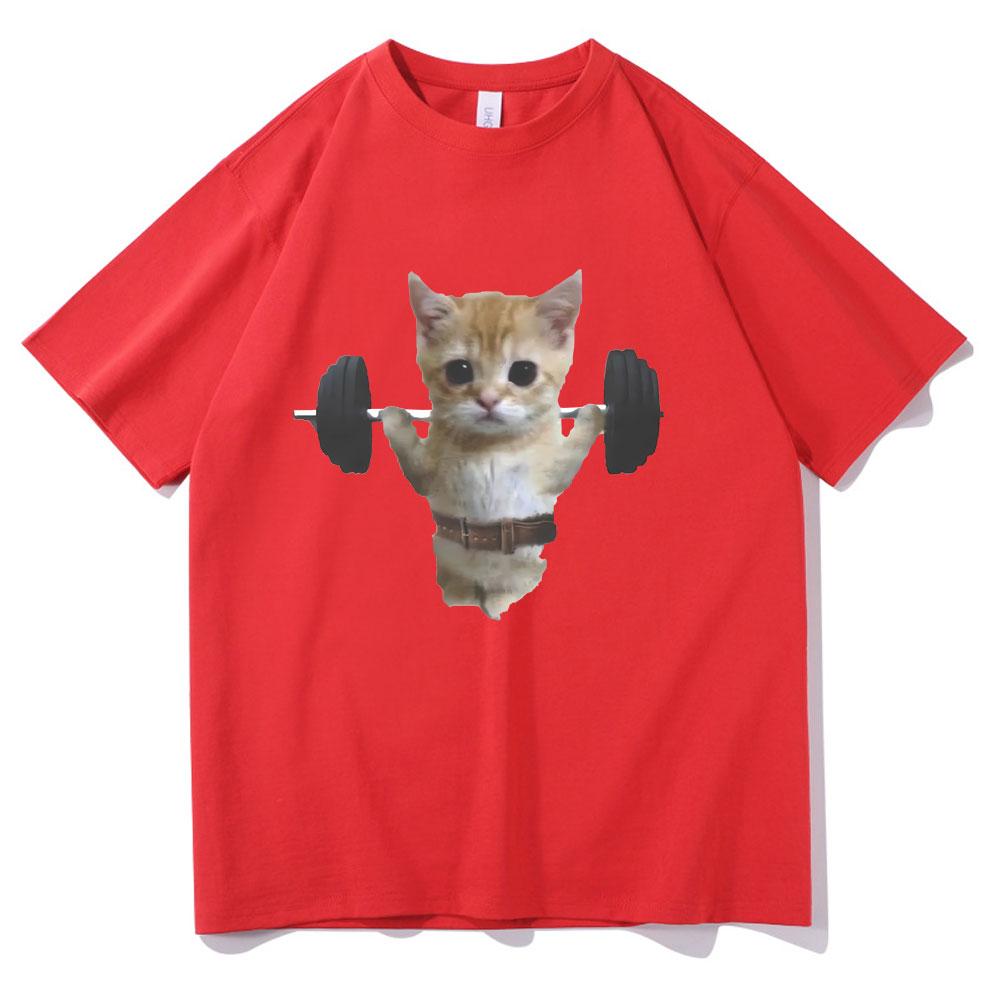 

Gym Cat Sam Sulek Funny T Shirts Men Women Cute Kawaii Fitness Pump Cover Tshirt Male Oversized Pure Cotton Tshirt Short Sleeve S