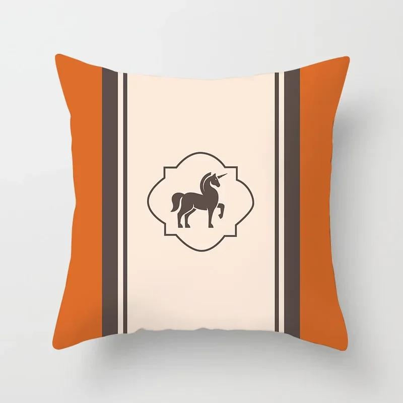 Nordic Orange Pattern Sofa and Bedside Pillow Cover Modern Simple Casual Waist Head Pillow Cushion Cover Pillows Decor Home 45cm