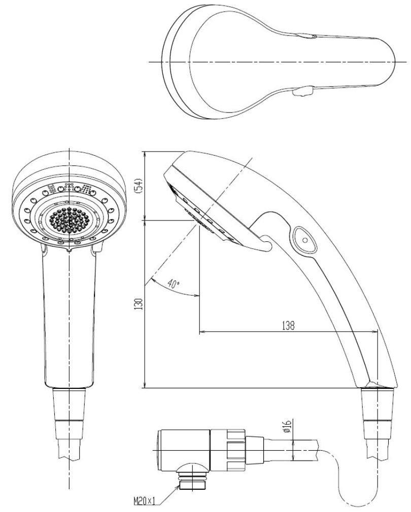 LIXIL Switch Silver (INAX) Eco-Full Multi-Function Shower, Metal-Like Hose, 1.6m, BF-SB6WBG(1.6)-AT