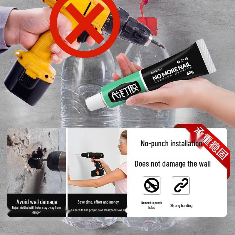 Intro Offer: Quick-Dry, High Viscosity Adhesive - 5 Sticks, Nail-Free, Double-Sided Wall Tape