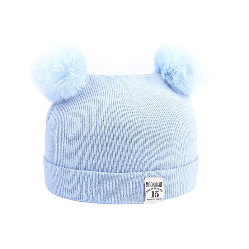 Autumn Winter Baby Warm Knitted Hats With Pom Kids Knit Beanie Hat Solid Color Children'S Caps Baby Hat For Boys Girls