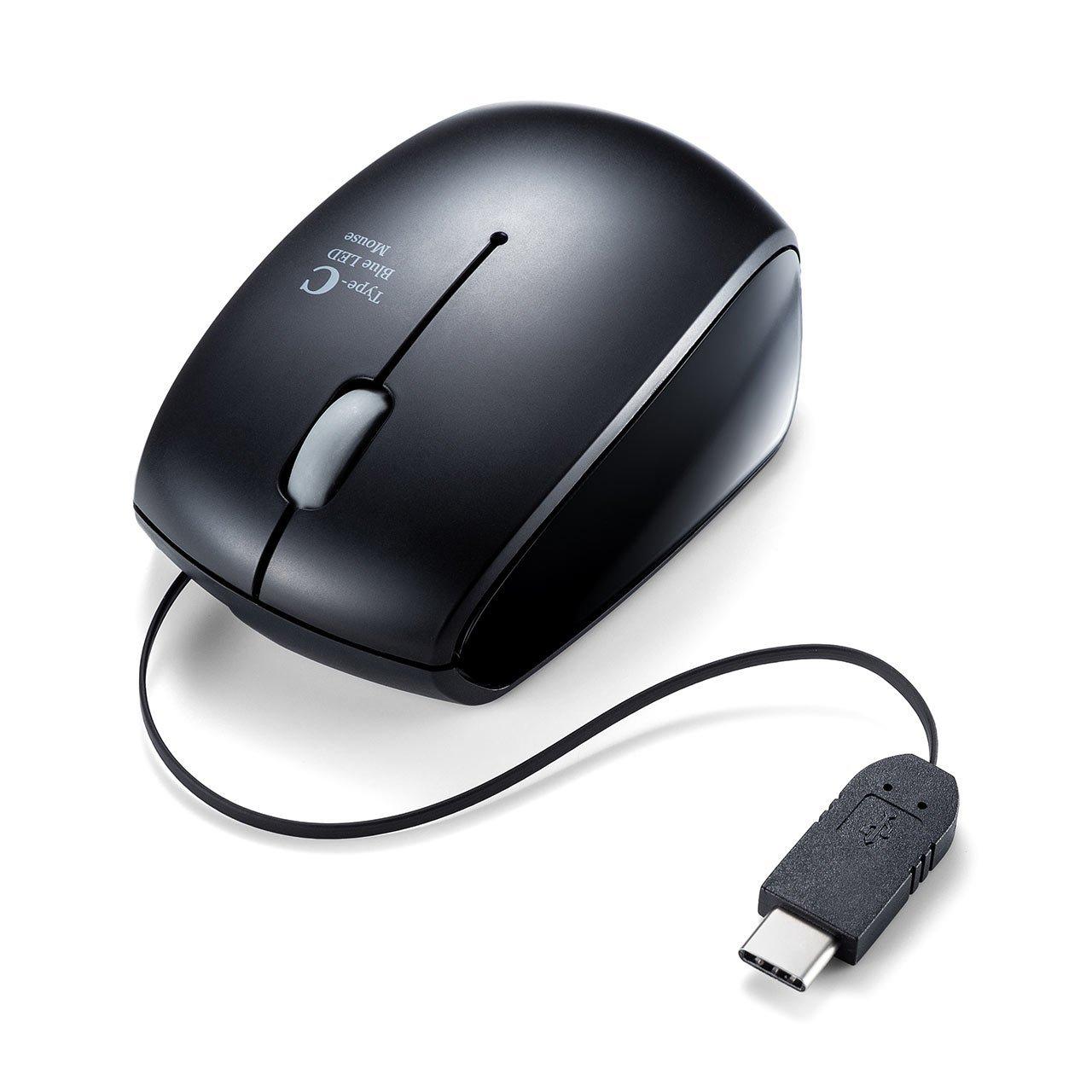 

Sanwa Direct Mouse Wired Retractable Type Compatible with Small Blue LED Optical Sensor 3 Buttons Type-C [Android Smartphone/Tablet] Windows/Mac синій