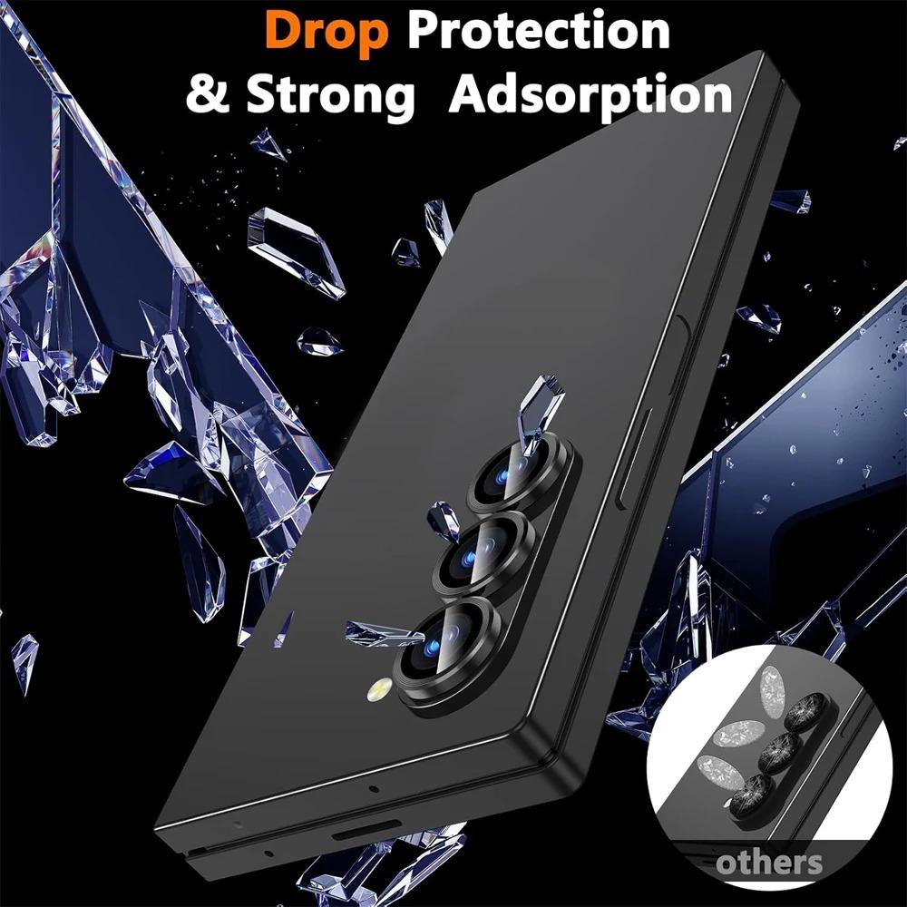 Fashion Colorful Ultra HD Metal Ring Lens Tempered Glass Film For Samsung Galaxy Z Fold 7 6 Dustproof Anti-Scratch Protect Cover