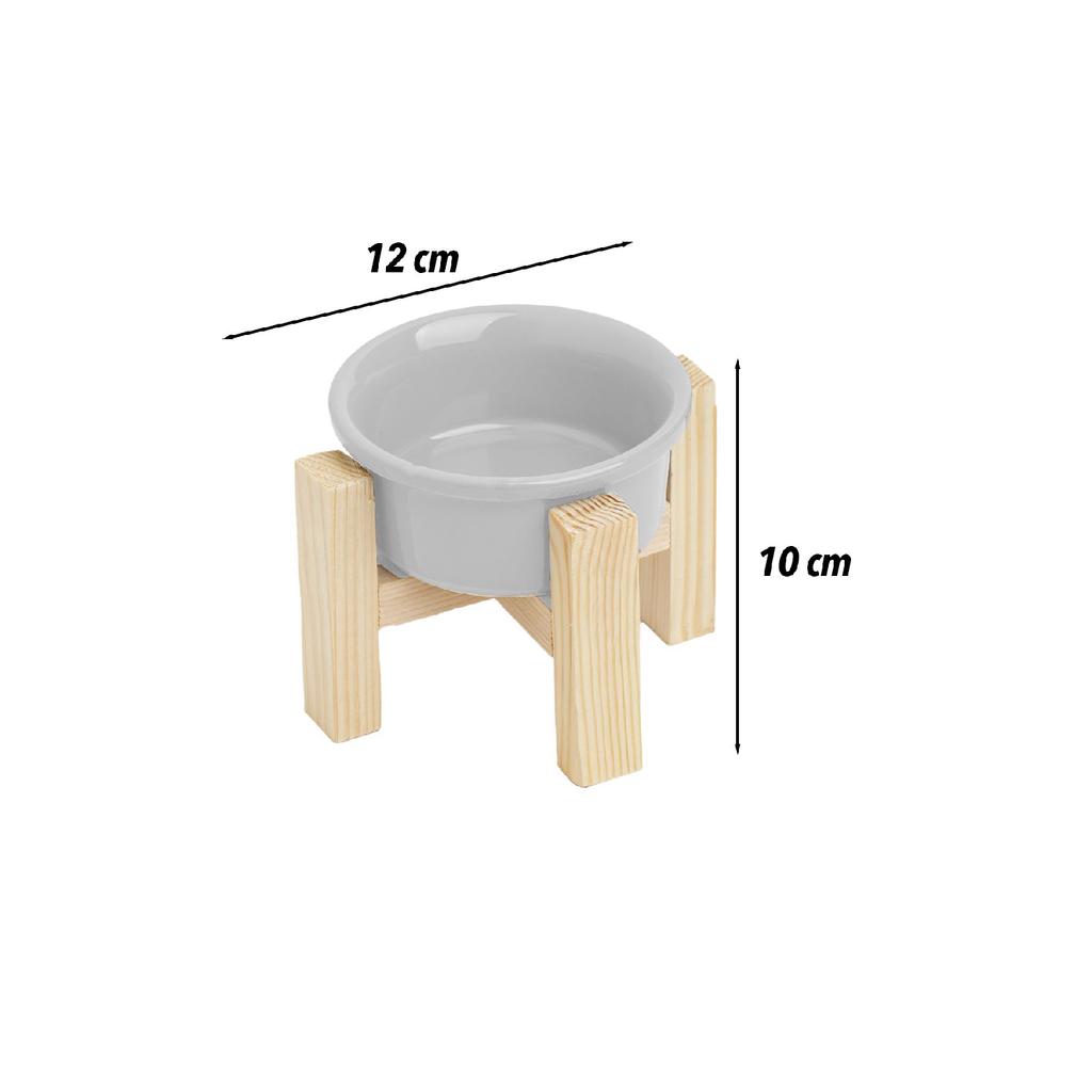 Ceramic Cat Dog Food And Water Bowl With Wooden Stand 2 Pieces Decorative Raised