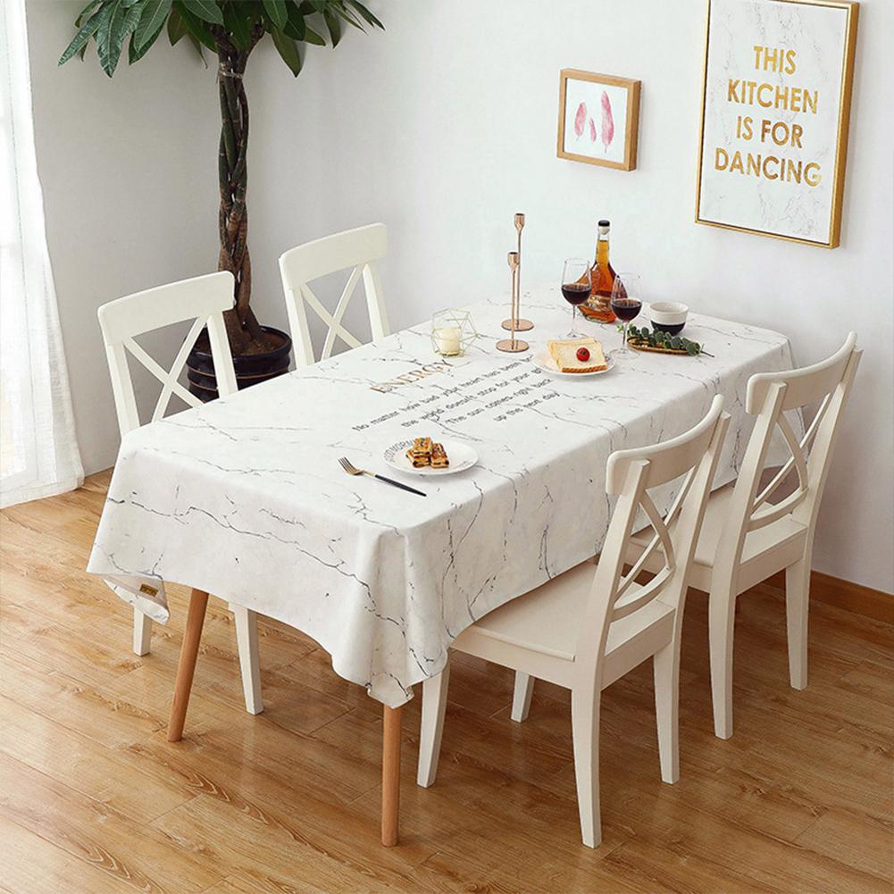 

Nordic Style Marbling Thicken Cotton Linen Waterproof Anti scald Table Cover White botom marble (white waterproof)140*180cm
