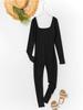 Square Neck Solid Color Ribbed Yoga Sports Pants Women Tight Sexy Cuffed One Piece Jumpsuit Fashion Beach Vacation Elegant Outfit