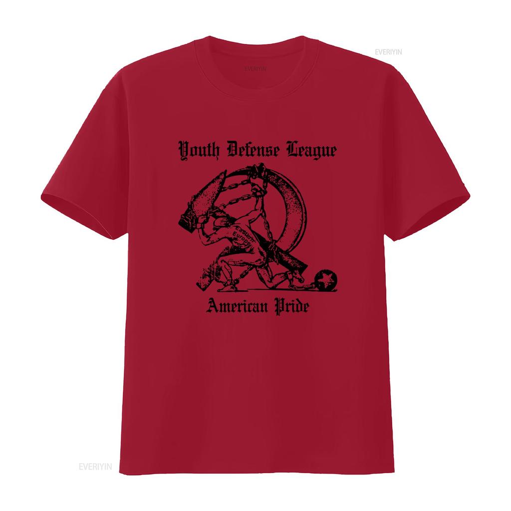 Youth Defense League T Shirt with American Pride Print Stylish and Patriotic Design for Vintage Washed Casual Breathable