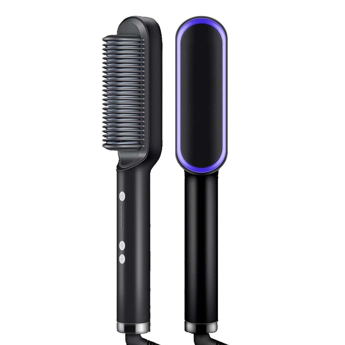 

Электрическая нагревательная расческа для выпрямления волос, расческа с отрицательными ионами 5 передач, не повреждает волосы, портативная удобная электрическая выпрямляющая щетка чёрный