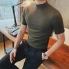 Youth Trendy Half-High Collar Casual Pullover: Men's Summer Solid Color Short-Sleeved Sweater 2025.