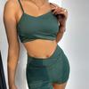2022 Ribbed High Waist Split Bikini Boyleg Swimsuit for Women