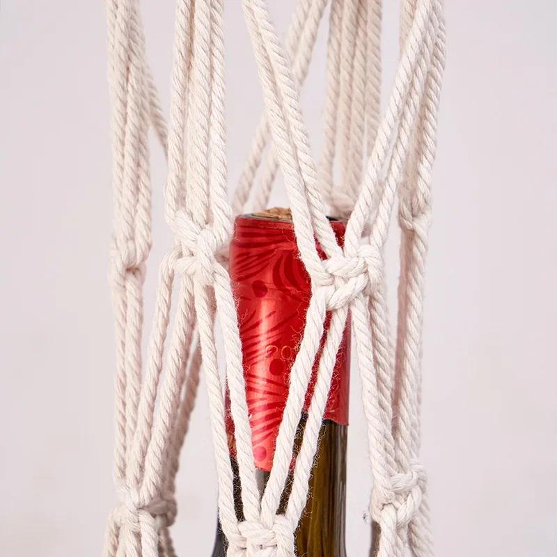Red Wine Net Bag Cross-border Hand-woven Cotton Rope Red Wine Storage Bohemian Wall-mounted Red Wine Pocket