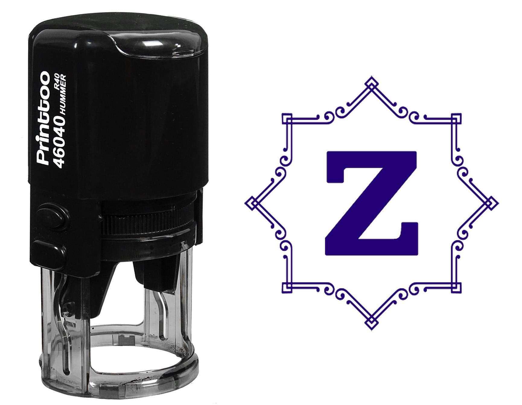 

Printtoo Гумовий штамп із восьмикутником, кельтським завихренням, буквою Z, монограмою, початковою буквою R-40 Office 40 mm Diameter (Approx) синій