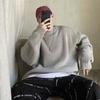 Men S Solid Color Round Neck Loose Long Sleeve Casual Knit Sweater