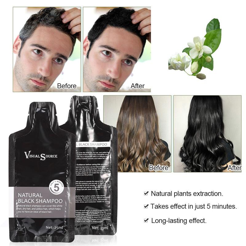 2 Pcs Natural Black Hair Shampoo Hair Coloring Shampoo And