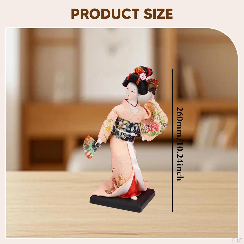 Ethnic Japanese Geisha Doll Collectible Figurine Female Statue Kimono for Home Office