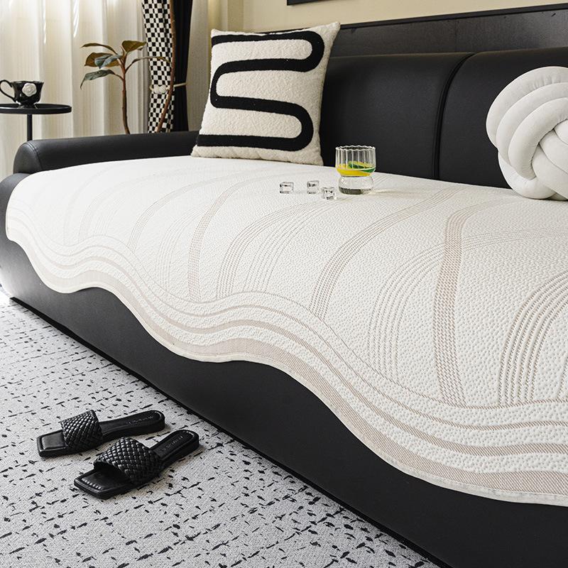 

New Ice Silk Mat Sofa Cushion Simple Modern Straight Line Sofa Towel Cover Cloth Summer Special-Shaped Sofa Cushion 90*90cm
