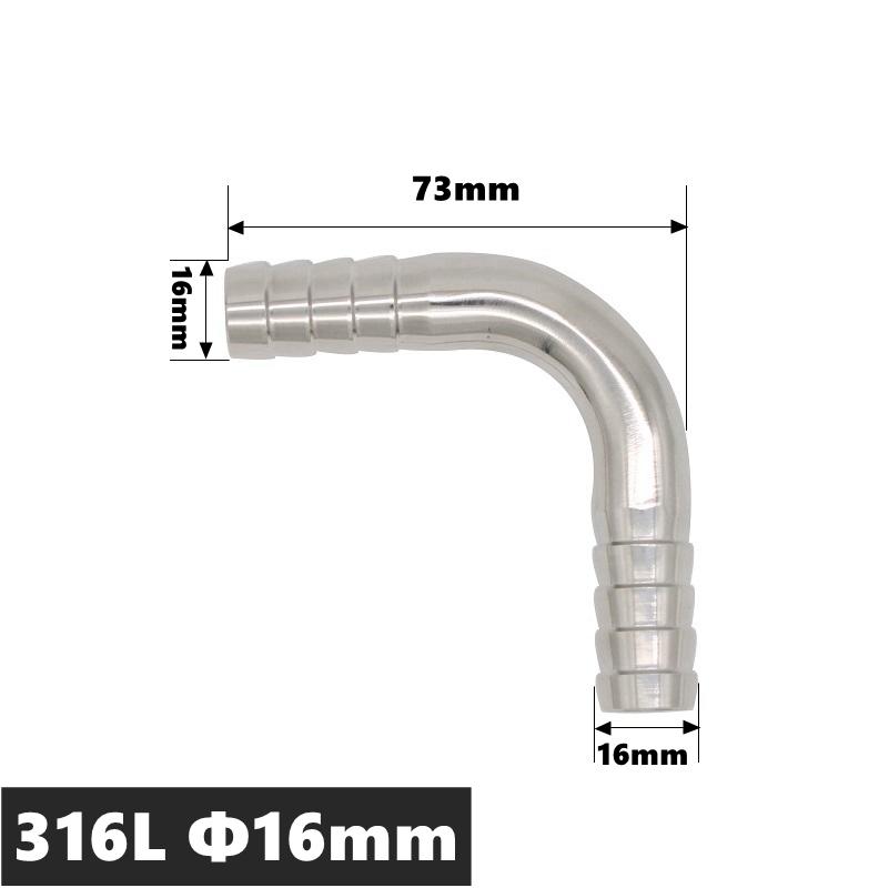 High Qulity 12.7 14 16 19 25 32 38 45 51 57 63 76 89 102mm Hose Barb Tail Elbow 304 316 Stainless Sanitary Pipe Fitting Homebrew