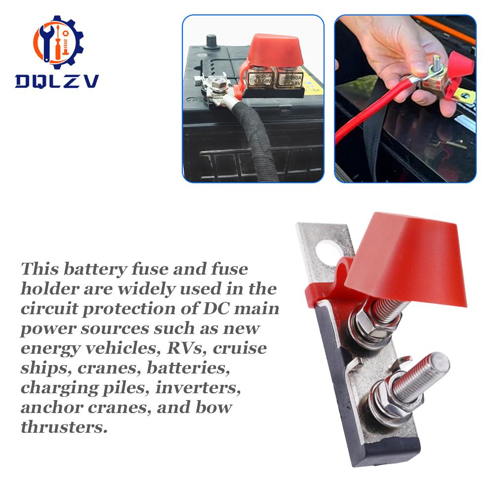 M8 Terminal Mount Fuse Block Kit 30A-300A 58V Ring Fuse Marine Battery Terminal Holder Ignition Protection For Boat Truck RV