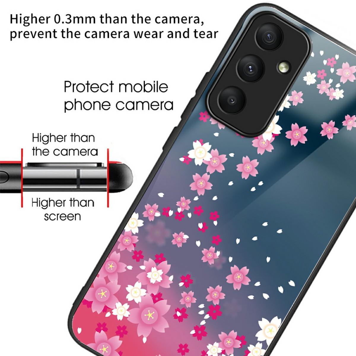 

For Samsung Galaxy A16 5G/4G Case Pattern Printing Tempered Glass TPU Drop-Proof Phone Cover Flame Wolf