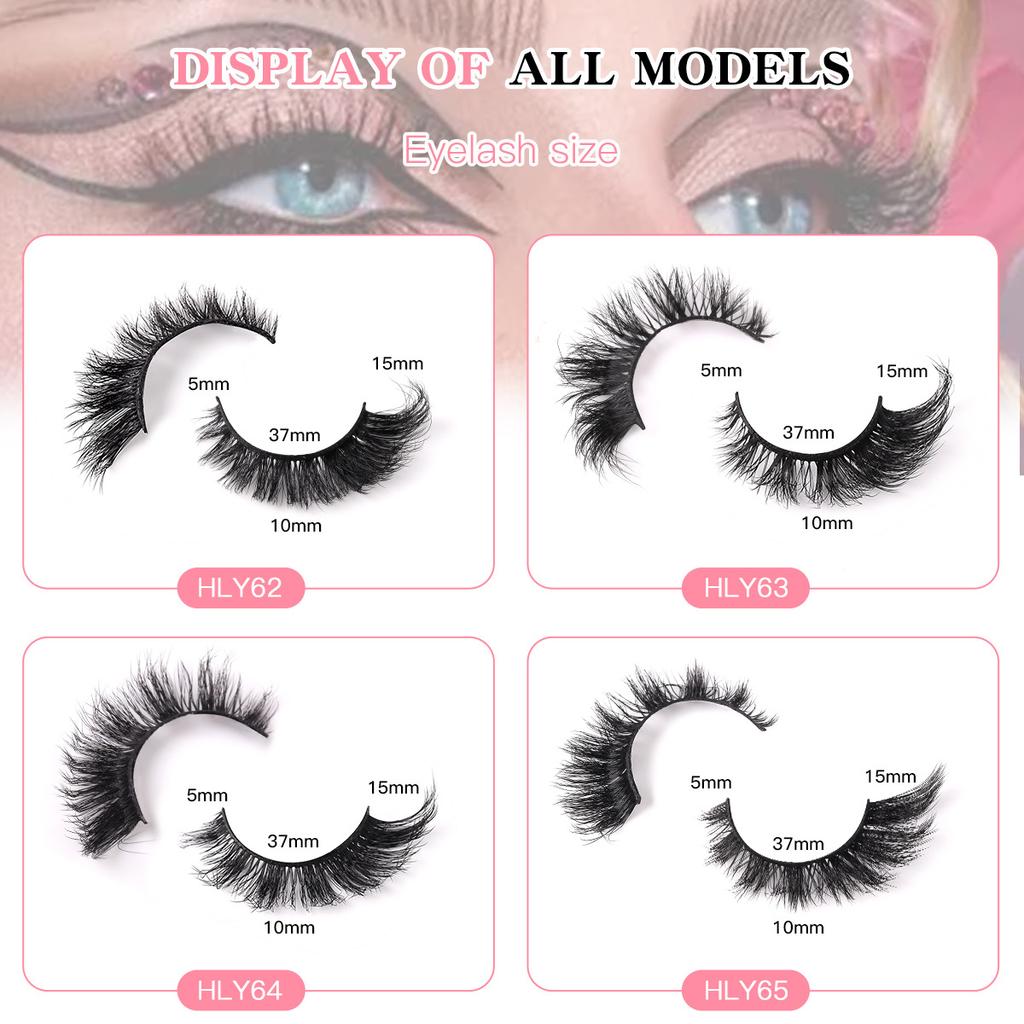 7 Pairs Of Long End-Of-Eye False Eyelashes, Thick Fox Eye, Cat Eye Eyelashes.