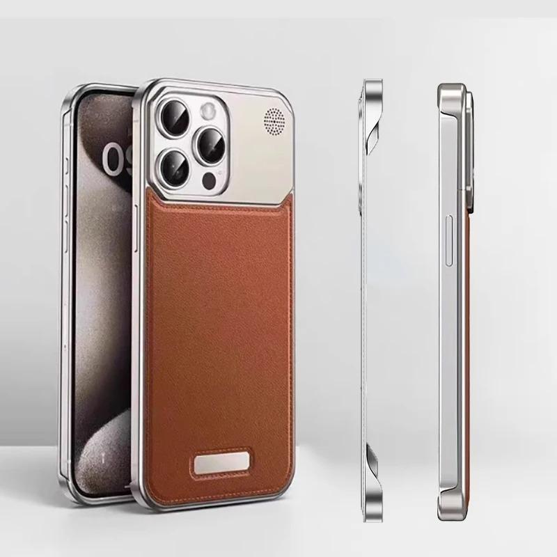 Metal Leather Aromatherapy Magnetic Case For iPhone 17 Air 16 15 14 Plus 13 12 Pro Max Phone For Magsafe Borderless Cover Funda