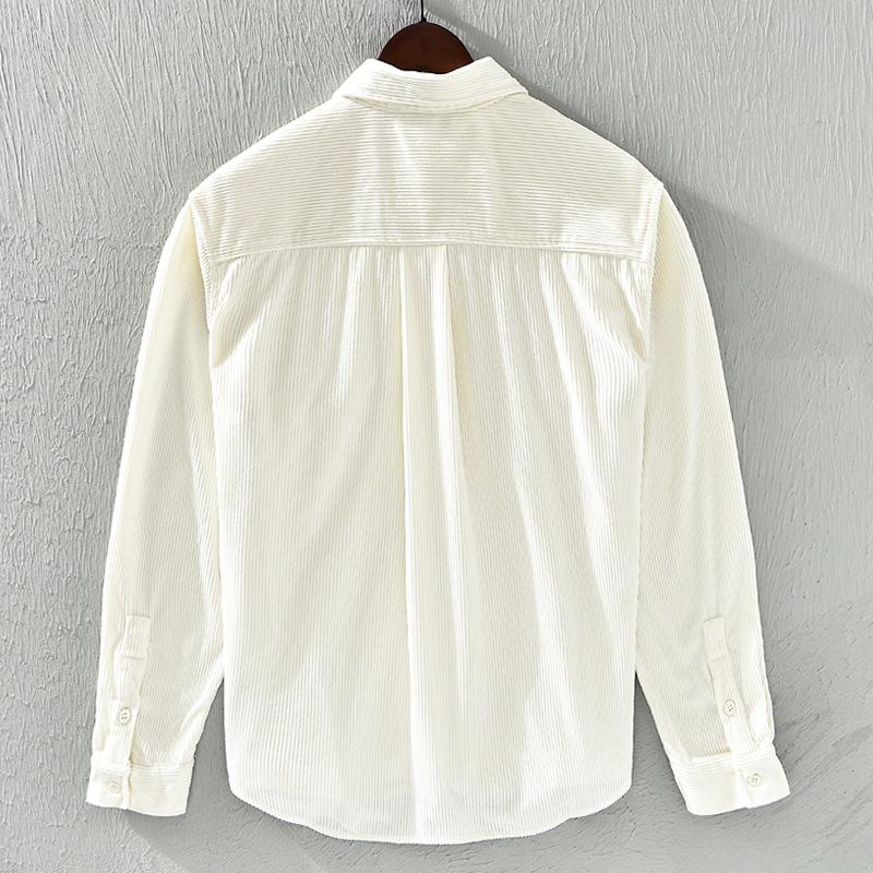 Spring New Style Striped Long-sleeved Shirt Double Pocket Loose Casual Corduroy Shirt Jacket