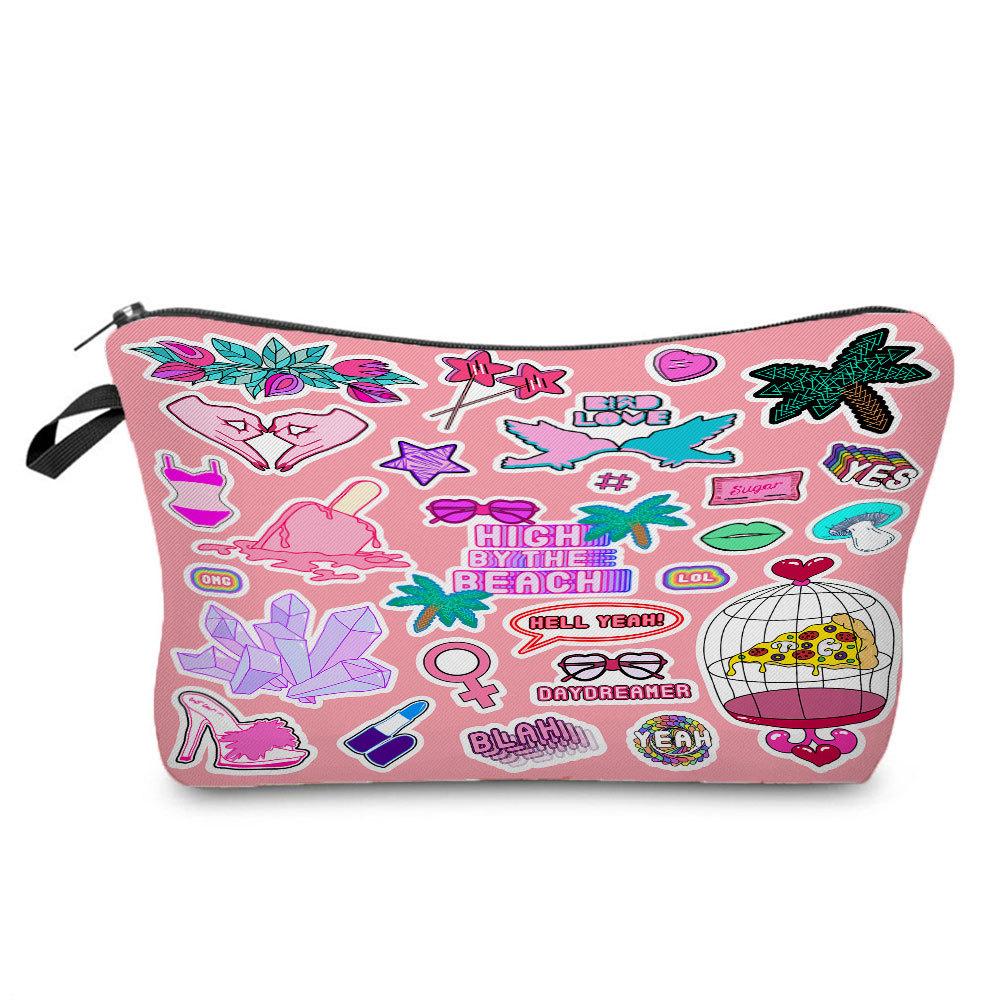 Women Flower Print Cosmetic Bag Toiletries Organize Travel Storage Case 6668