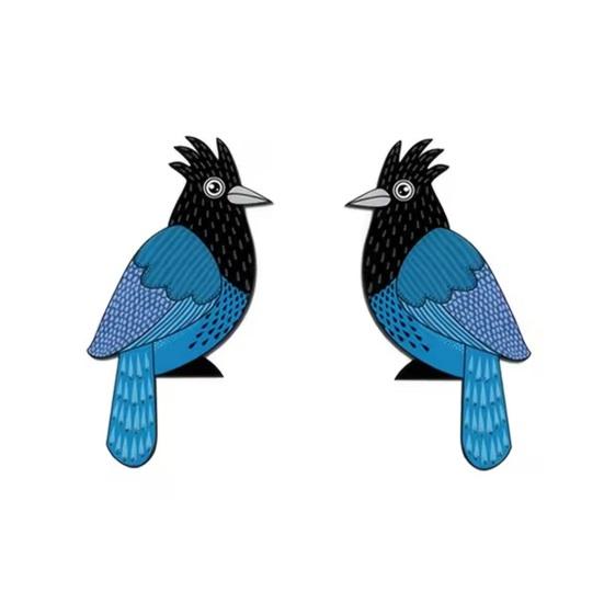 1 Pair Tropical Parrot Door Topper Wooden Blue Bird Door Frame Decoration Rustic Window Corner Wall Art for Home Bathroom Bedroom Office Bird
