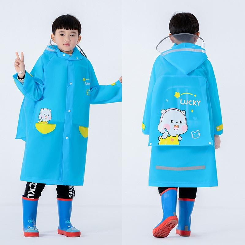 Children's Raincoat 7-12 Years Old Primary School Student Raincoat with Schoolbag Seat Boys Girls Baby Eva Cartoon Poncho Thickened