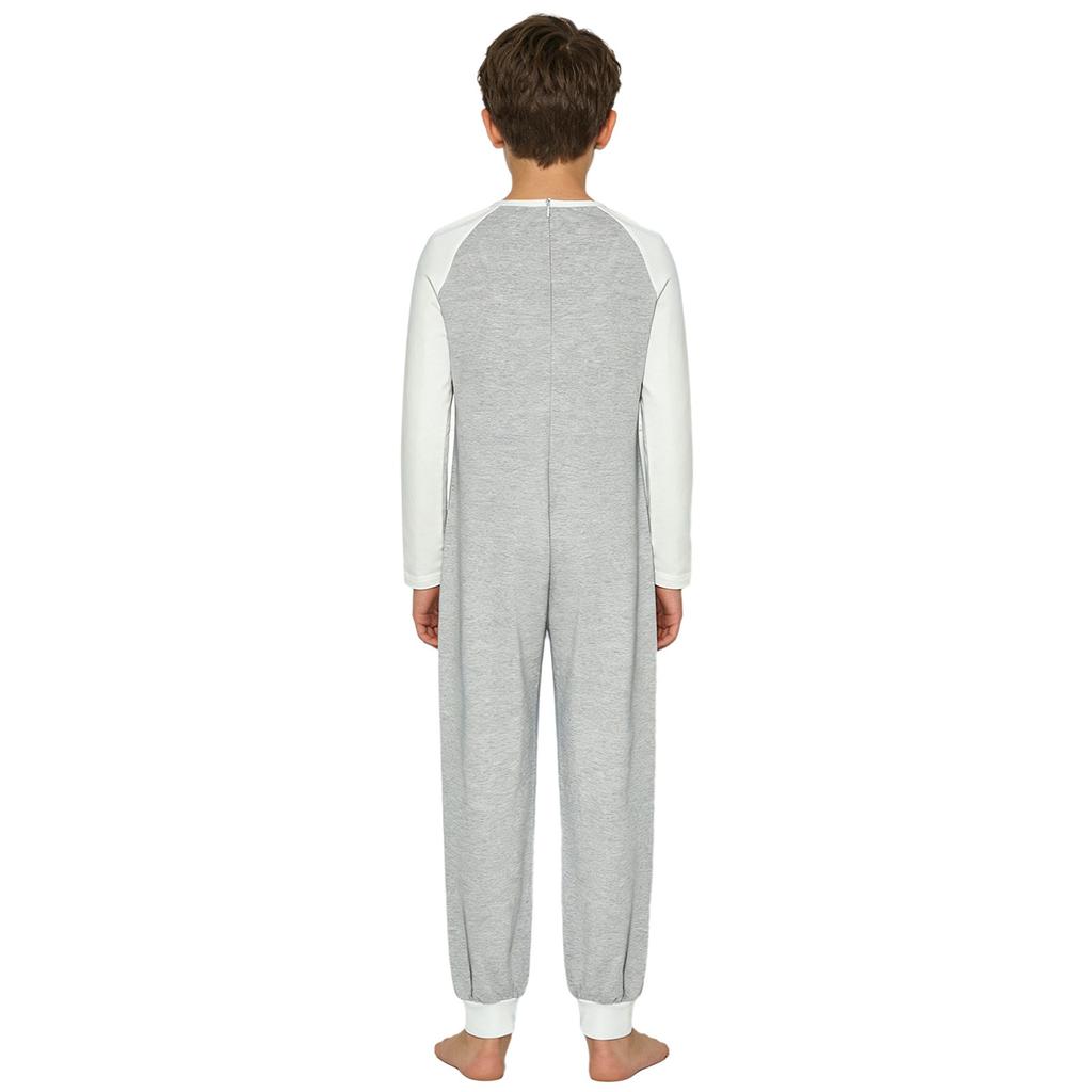 Mono Adaptativo Unisex para Niños con Necesidades Especiales, Bloque de Color, Cuello Redondo, Manga Larga, Espalda Anti-Tirones, Cremallera Trasera Invisible, Body para el Cuidado Diario