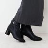 Genuine leather cushioned soft boots made in Japan by HIMIKO, 5.5cm heel with belt part design, 653401, black, size 235