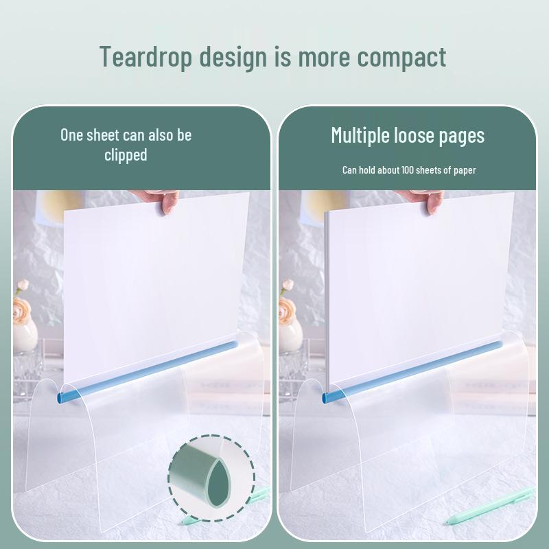 Gradient Water Drop A4 Transparent Pull-Rod Clip Folder - Thickened Document & Resume Organizer