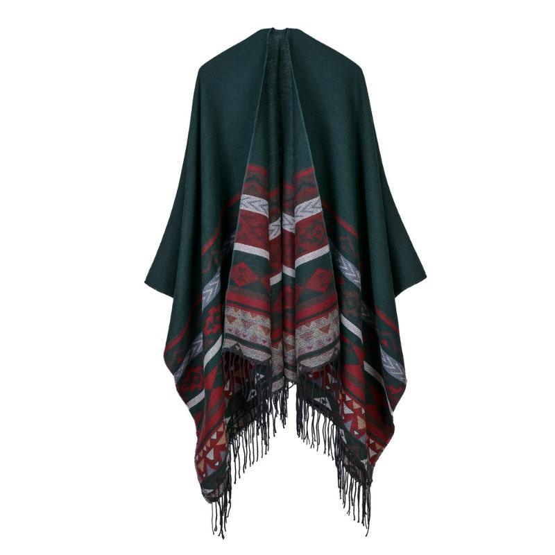 

Women s horizontal EBA hot-selling imitation cashmere shawl front and back sides available extended cape 130*150CM