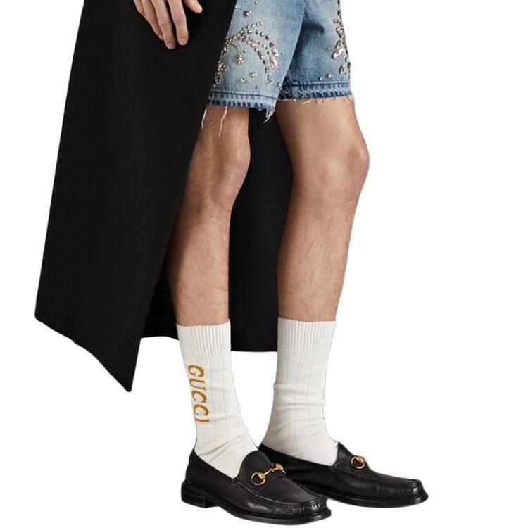 Gucci Knee High Socks Men's 1 Pack Ecru 732697-4GAGA-9000