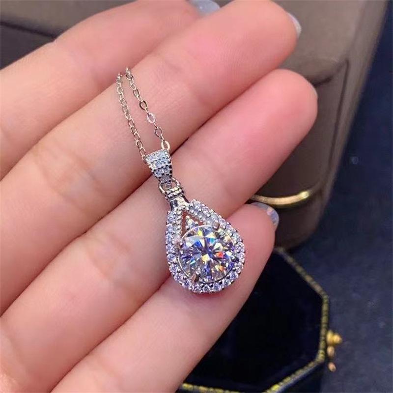 Moissanite Smile Pendant Necklace - Diamond Clavicle Chain, Passes Tester, Valentine's Day Gift for Girlfriend