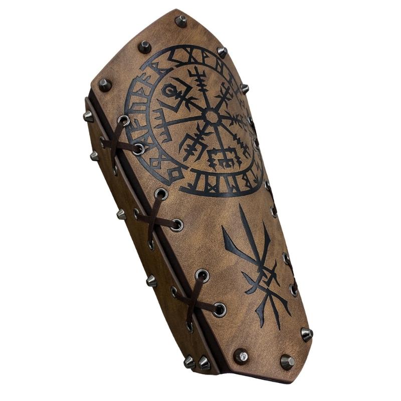Medieval Wristband Men Cosplay Totems Embossed Bracer Gauntlet for Men Cosplay PU Wristband for Photoshoots and Stage