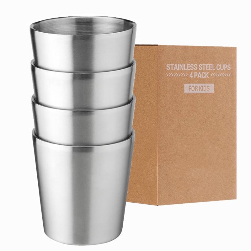 

Чашки из нержавеющей стали 10 унций 6 унций Кружки для кемпинга 4 шт. Многоразовые Премиум Металлические Чашки Двойные Стенки Стаканы Для Питья Для Барбекю Домашние Инструменты Для Питья 300ml -4 PCS