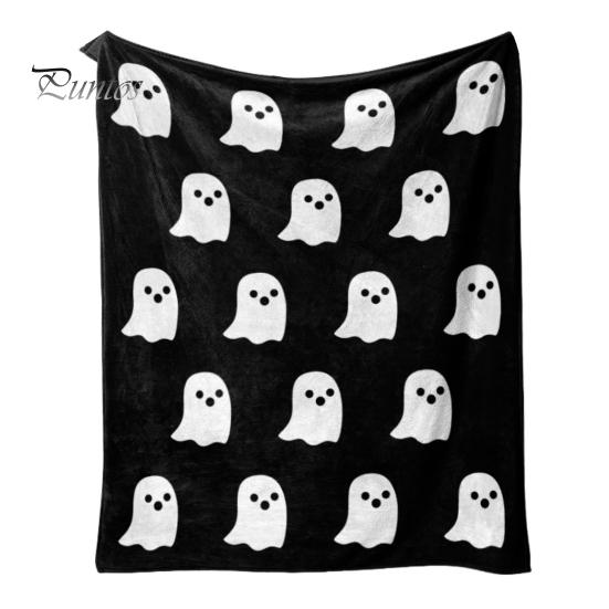 

Одеяло с кондиционером, жаккардовое одеяло в стиле Хэллоуина с рисунком призрака, портативное, идеально расслабляющее, двухстороннее, для использования в любое время года, диван в общежитии M чёрный