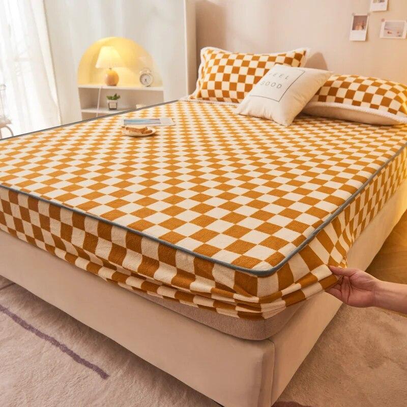 

Молочный бархатный чехол на кровать, цельный коралловый бархат, фланелевый защитный чехол на осень-зиму, утолщенное теплое пыленепроницаемое покрывало 120x200x28cm