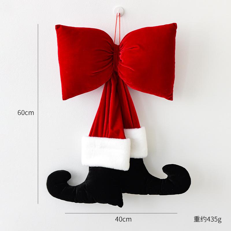Christmas Bow Ornaments, Fun Red Velvet Christmas Leg Bow Pendant, Xmas Tree Hanging Ornaments, Christmas Tree Top Decoration