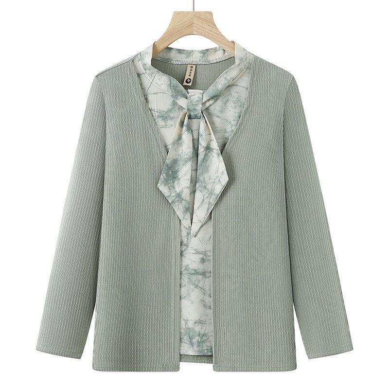 

Middle-Aged Women s Faux Two-Piece Long Sleeve T-Shirt Set - New Fall 2025 Fashion 3XL (Recommended for 115-130 jin)
