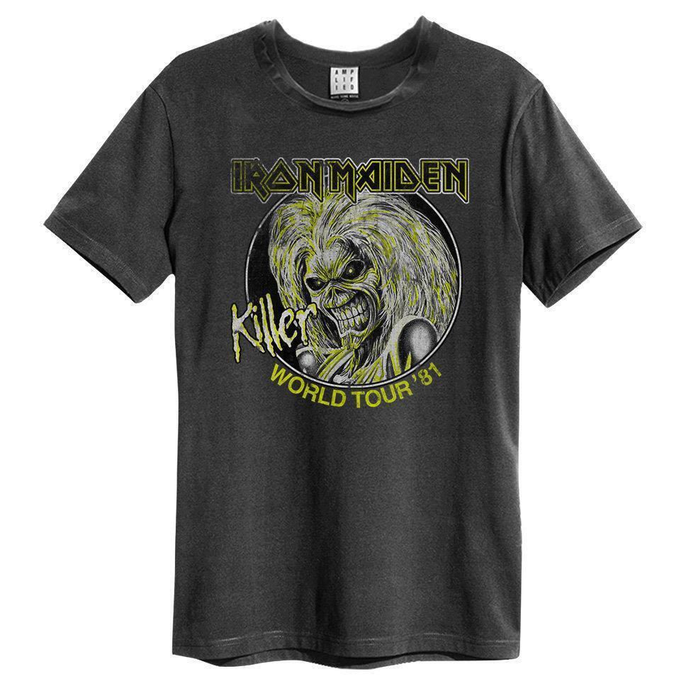 Мужская футболка с принтом Iron Maiden Killers Tour 81, угольно-серая, футболка Iron Maiden XXXXL