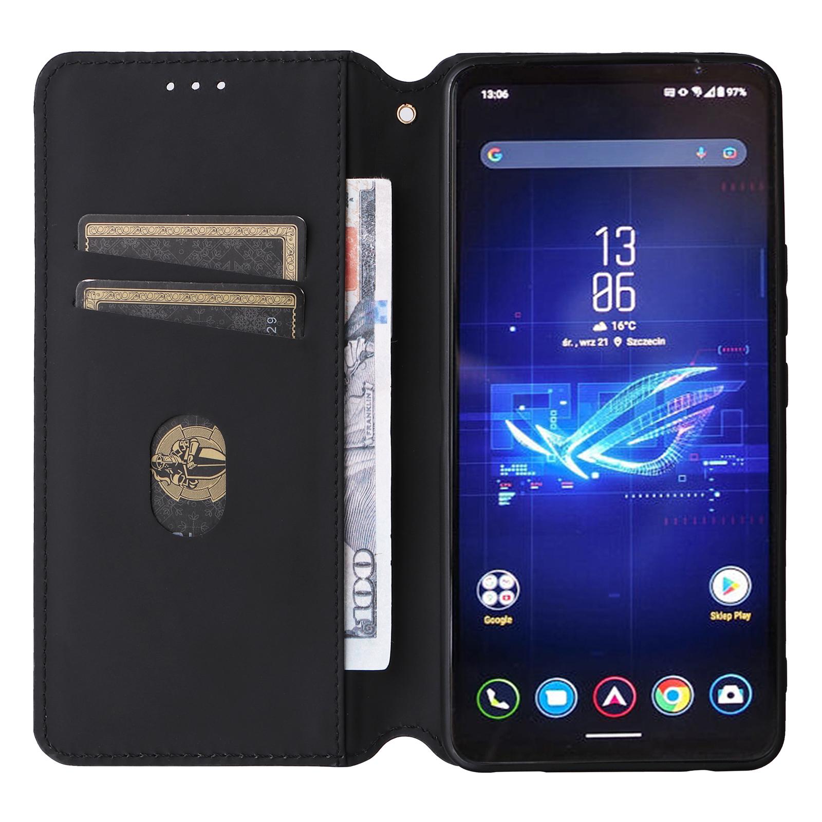 

For Asus ROG Phone 8 Pro 5G/8 5G Wallet Case Leather Magnetic Auto Closing Imprint Cover Brown