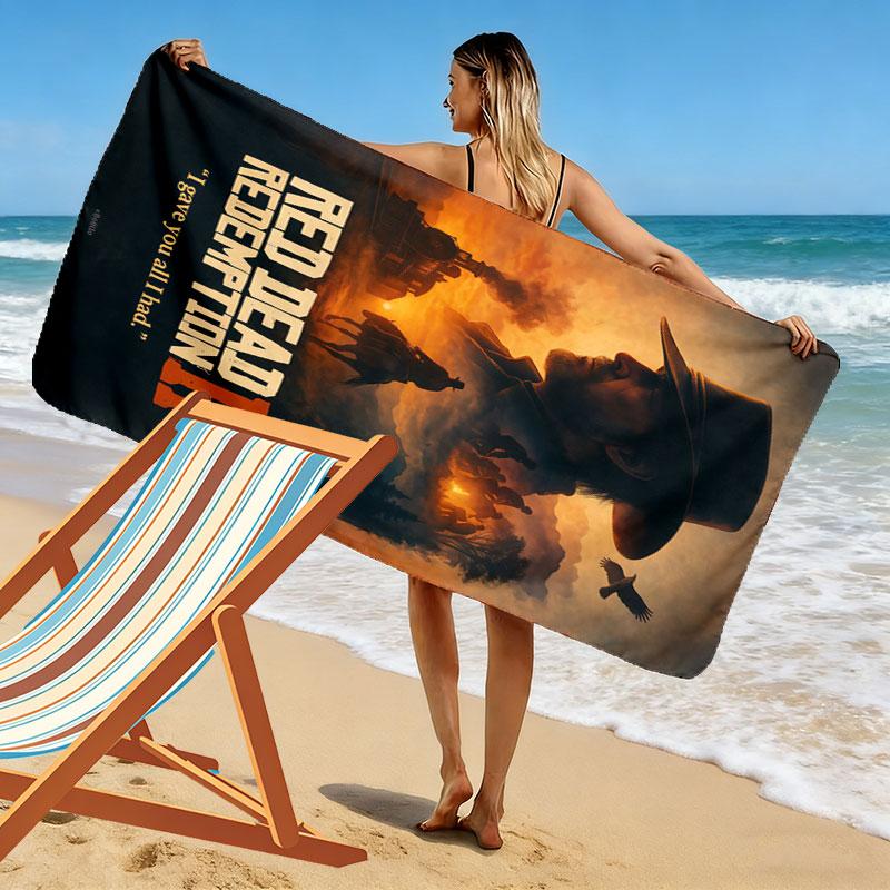 RDR2 poster Print Beach Towel, Large Soft Quick Dry Towel for Beach Camping Swimming