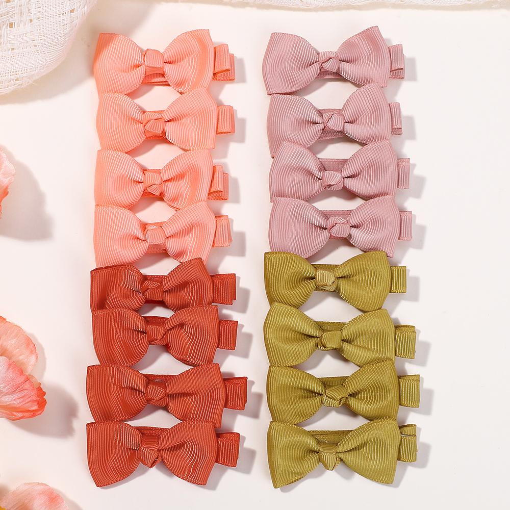 80Pcs/Set Solid Random Color Ribbon Bowknot Hair Clips for Kids Handmade Bows Hairpin Barrette Headwear Girls Hair Accessories